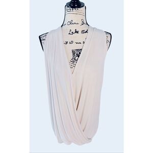 Brand New Zenana Women’s Large Beige Surplice Halter Top Blouse Soft Stretch